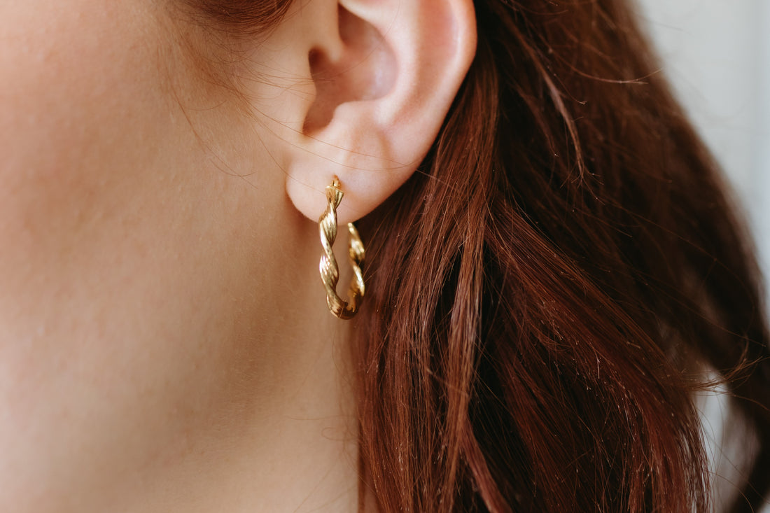 Twisted gold hoop earrings